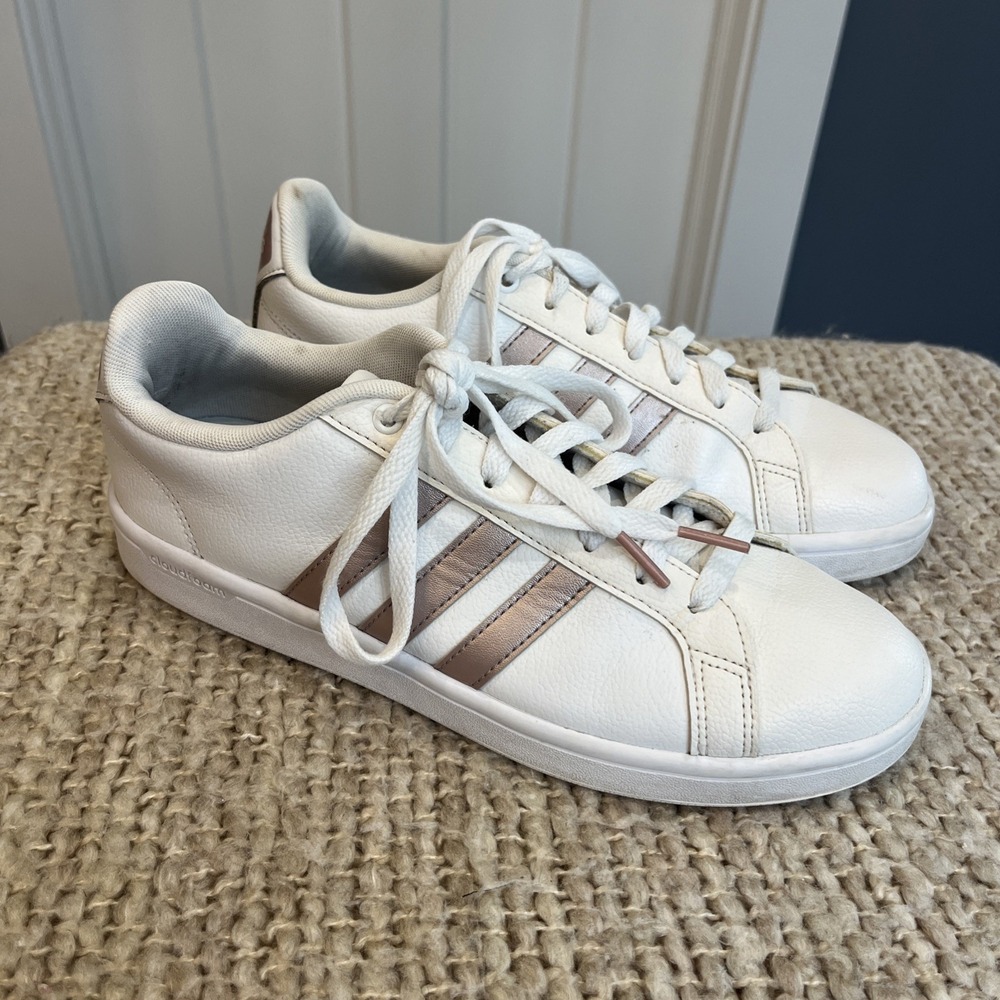 Adidas Women Cloudfoam Advantage DA9524‎ White Rose Gold Shoes Sneakers Size 9.5